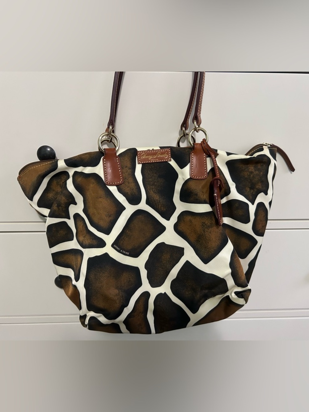 Dooney & Bourke Brown and Cream Giraffe-Print Tote
